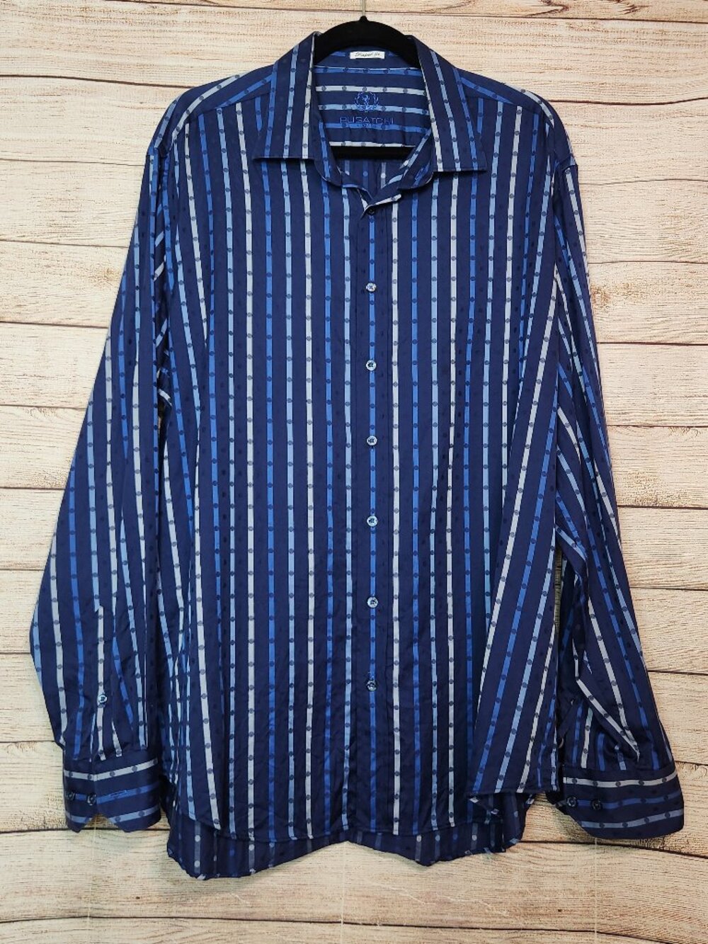 BUGATCHI UOMO Men's XL Button Front Shirt Shaped Fit Long Sleeve Striped RN9942